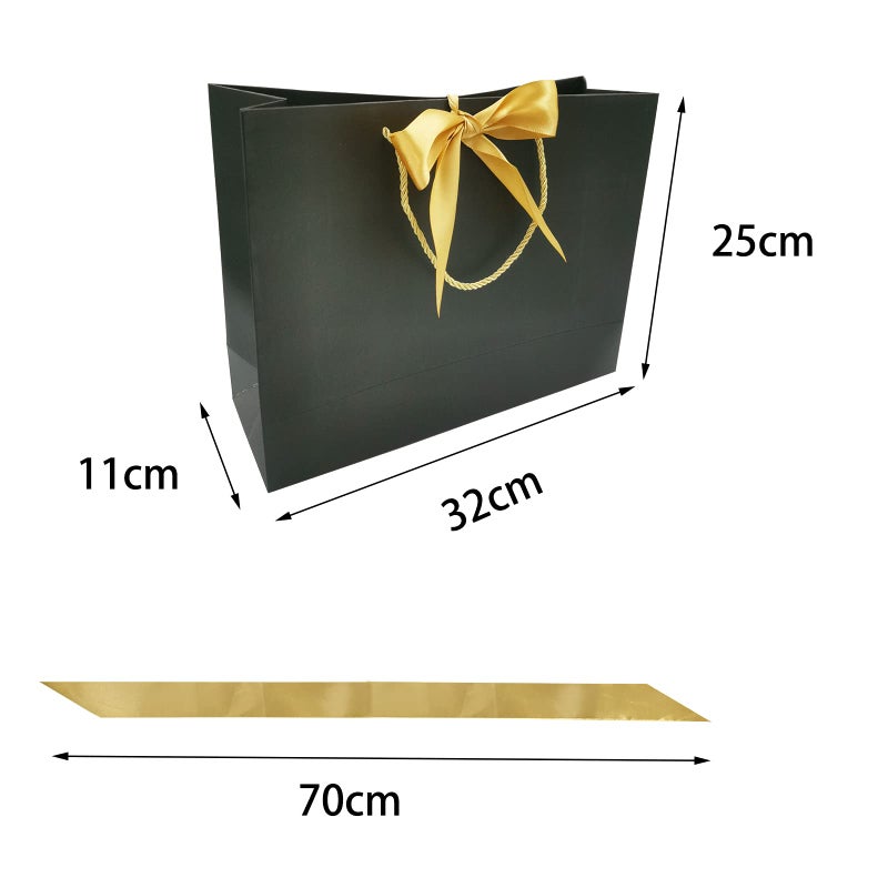DUGYIRS 6 Pieces Gift Bags Party Favor Bags 32 x 25 x 11 cm,Paper Gift Bags with Handles and Butterfly Knot Ribbon for Kids Birthday Fiesta Wedding Party Celebrations(White,Black) - Image 5