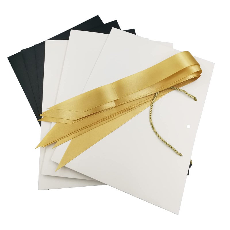 DUGYIRS 6 Pieces Gift Bags Party Favor Bags 32 x 25 x 11 cm,Paper Gift Bags with Handles and Butterfly Knot Ribbon for Kids Birthday Fiesta Wedding Party Celebrations(White,Black) - Image 2