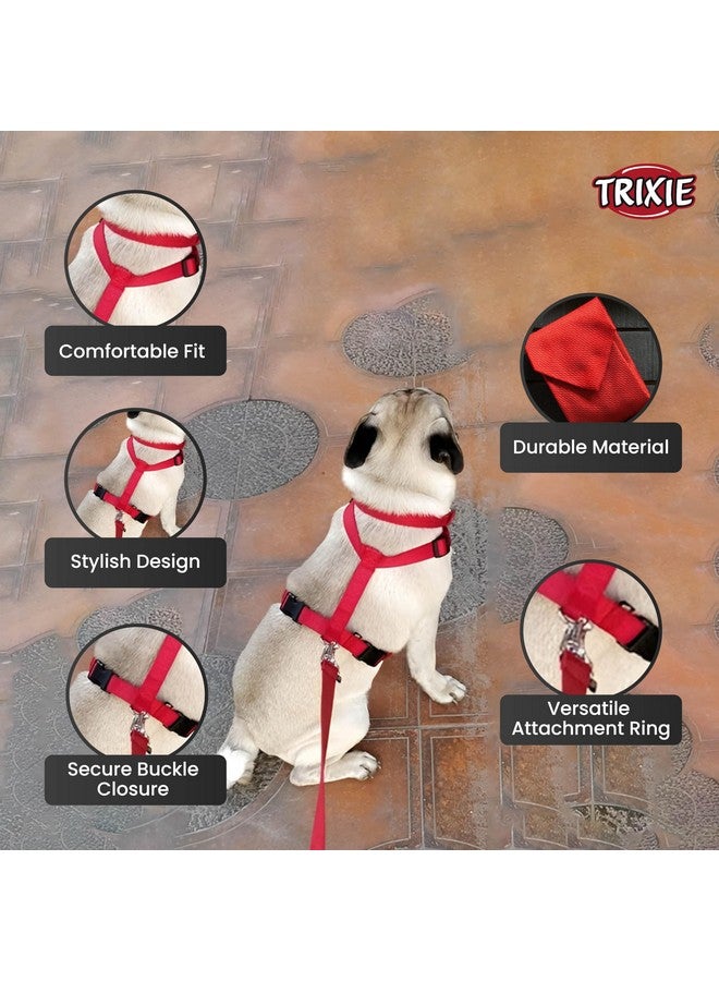 Trixie Classic H-Harness for Dogs | Made Nylon, Lightweight and Fully Adjustable Straps | Great Alternative to a Collar and Lead When Walking Your Pet - (40-65 cm/15 mm, S-M) Red - Image 5