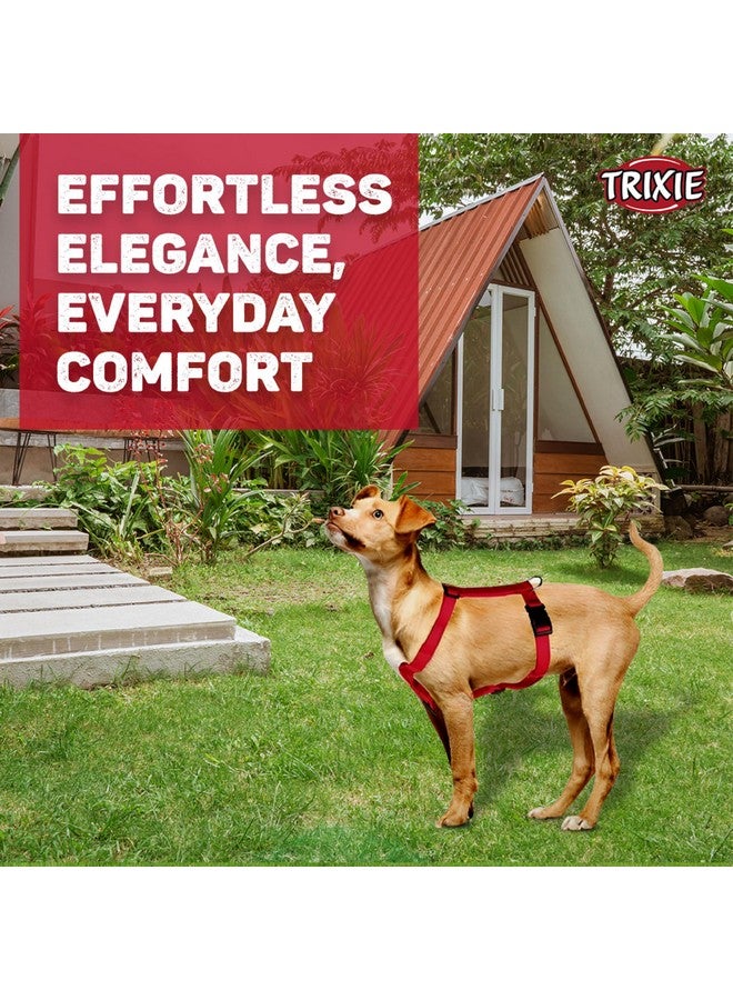 Trixie Classic H-Harness for Dogs | Made Nylon, Lightweight and Fully Adjustable Straps | Great Alternative to a Collar and Lead When Walking Your Pet - (40-65 cm/15 mm, S-M) Red - Image 3
