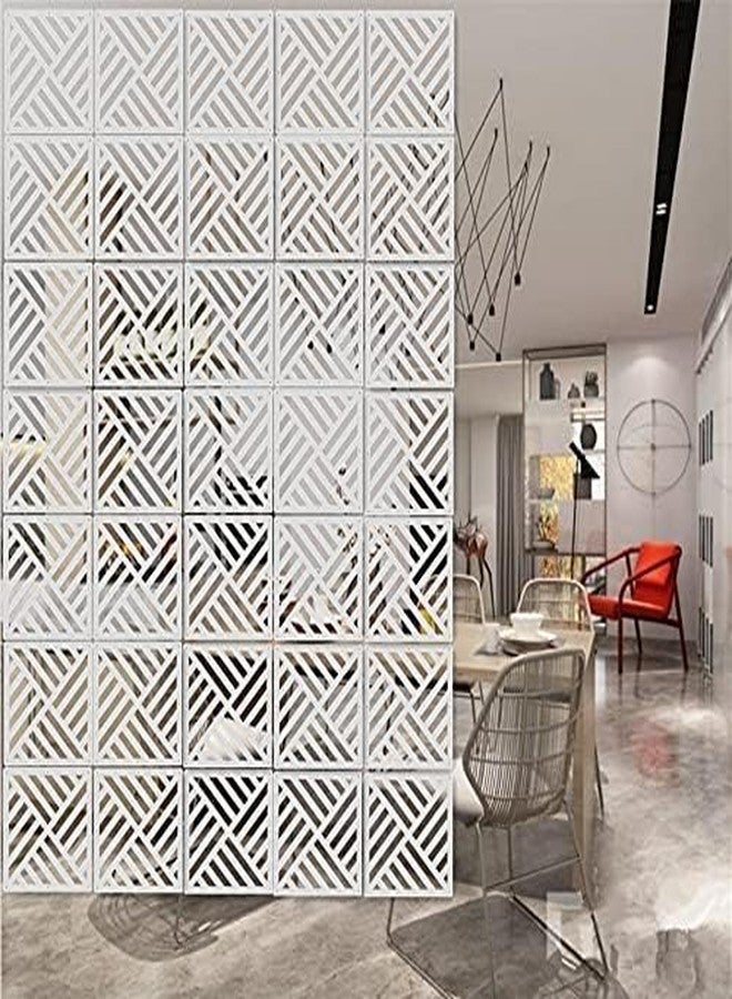 BMIDRUT فاصل غرفة معلق أبيض من BMIDRUT، 12 قطعة من ألواح خشبية وبلاستيكية يمكنك تركيبها بنفسك، فواصل جدارية لتزيين الغرفة مع جميع الملحقات، 11.4 × 11.4 بوصة - Image 2