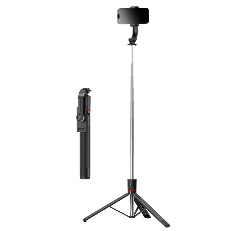 Portable Selfie Stick Tripod 67.6 Inch Extendable Phone Tripod Stand for Video Recording Live Streaming Group Photos with Detachable Phone Clip Remote Shutter Black - Image 3
