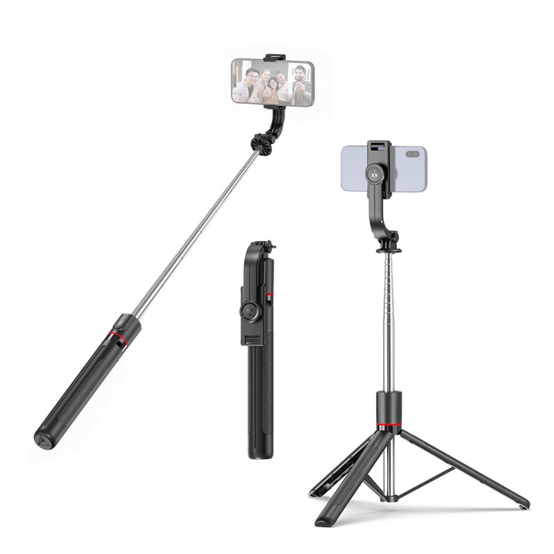 Portable Selfie Stick Tripod 67.6 Inch Extendable Phone Tripod Stand for Video Recording Live Streaming Group Photos with Detachable Phone Clip Remote Shutter Black - Image 2