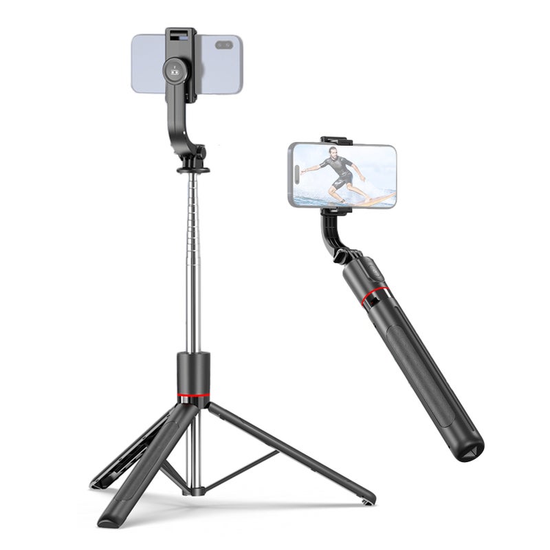 Portable Selfie Stick Tripod 67.6 Inch Extendable Phone Tripod Stand for Video Recording Live Streaming Group Photos with Detachable Phone Clip Remote Shutter Black - Image 4