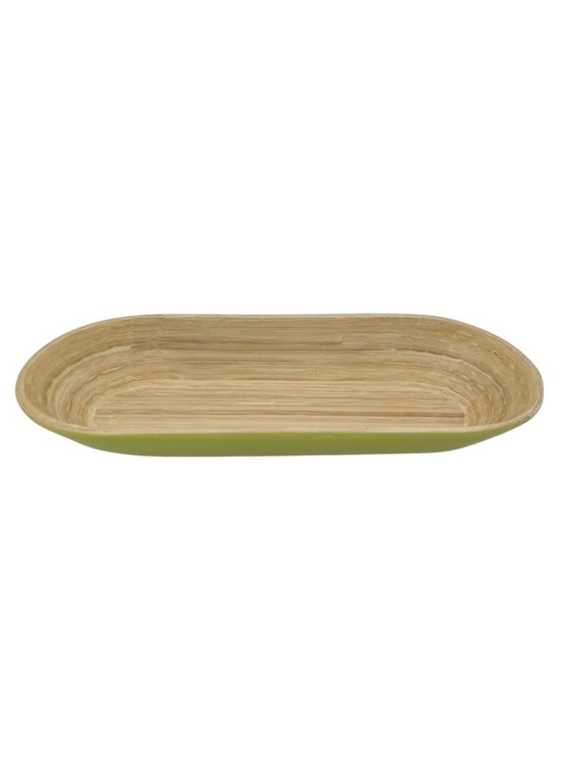 AKDC Bamboo Oval Shape Serving Tray-37cmX14cmX5cm-LightGreen&Bamboo - Image 2