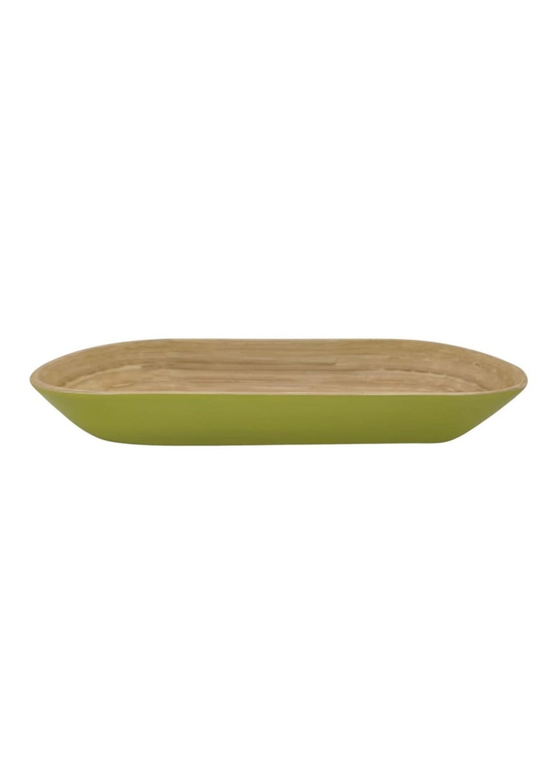 AKDC Bamboo Oval Shape Serving Tray-37cmX14cmX5cm-LightGreen&Bamboo - Image 1