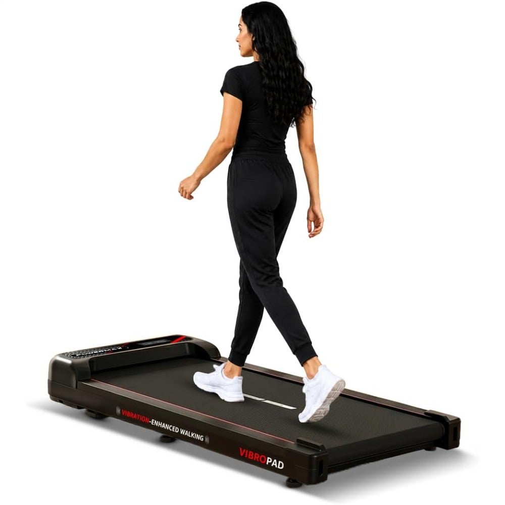 TYBVPowerMax Fitness VibroPad 3.5 HP BLDC Motorized 4 in 1 Vibration Walking Pad Treadmill for Home Use 8 Manual Incline with Remote Control Top Speed 6kh/h LED Display Running Surface 900x385mmIU