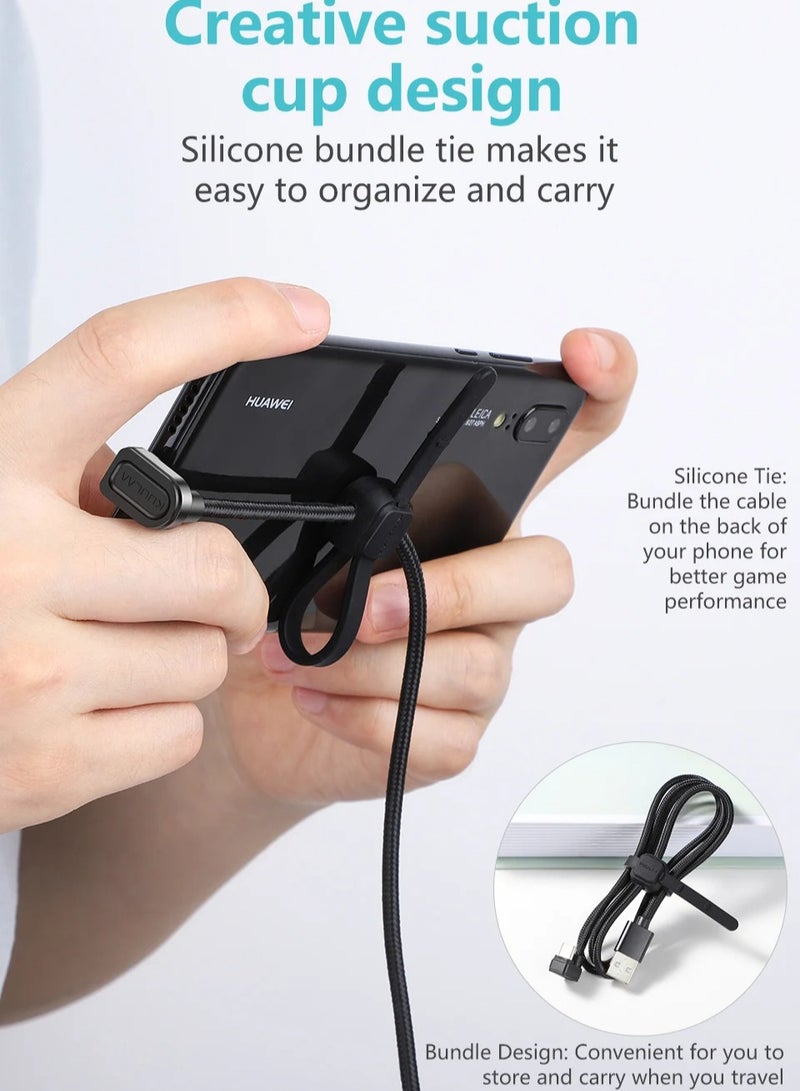 كولا كابل USB من النوع C، كابل شحن سريع للهاتف المحمول 180 درجة، كابل بيانات شحن مدمج بزاوية نايلون محمول متوافق مع أجهزة USB من النوع C، (قطعة واحدة، أسود) - Image 3