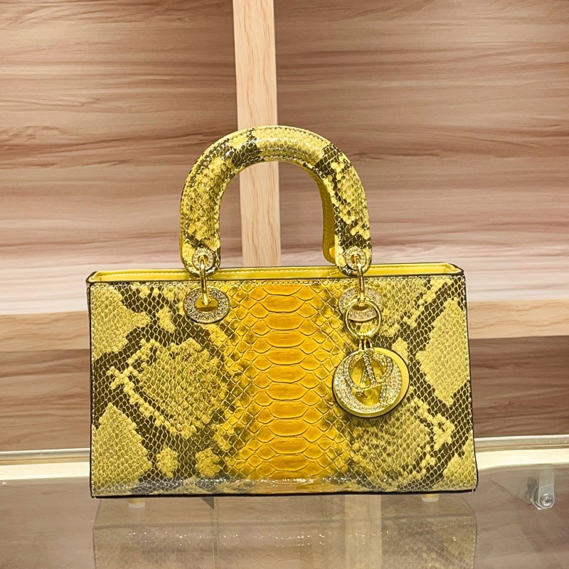 Genuine Leather Python Pattern Portable Daffy Bag Ladies Bags Fashion Shoulder Crossbody Bag - Image 3