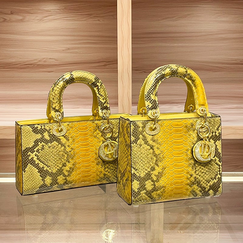 Genuine Leather Python Pattern Portable Daffy Bag Ladies Bags Fashion Shoulder Crossbody Bag - Image 4