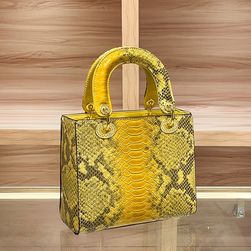Genuine Leather Python Pattern Portable Daffy Bag Ladies Bags Fashion Shoulder Crossbody Bag - Image 5