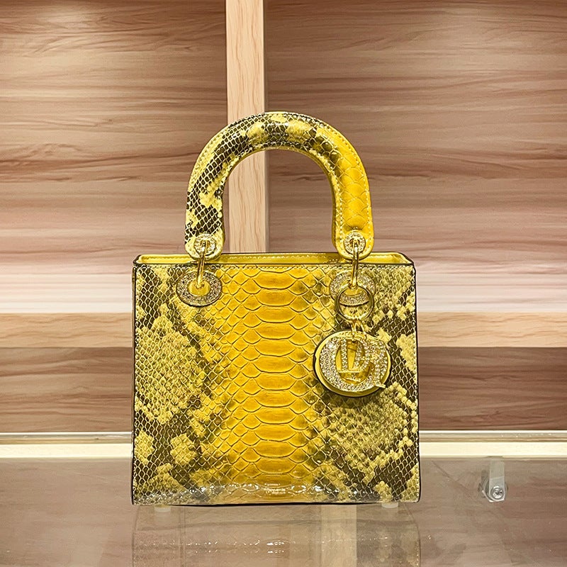Genuine Leather Python Pattern Portable Daffy Bag Ladies Bags Fashion Shoulder Crossbody Bag - Image 2