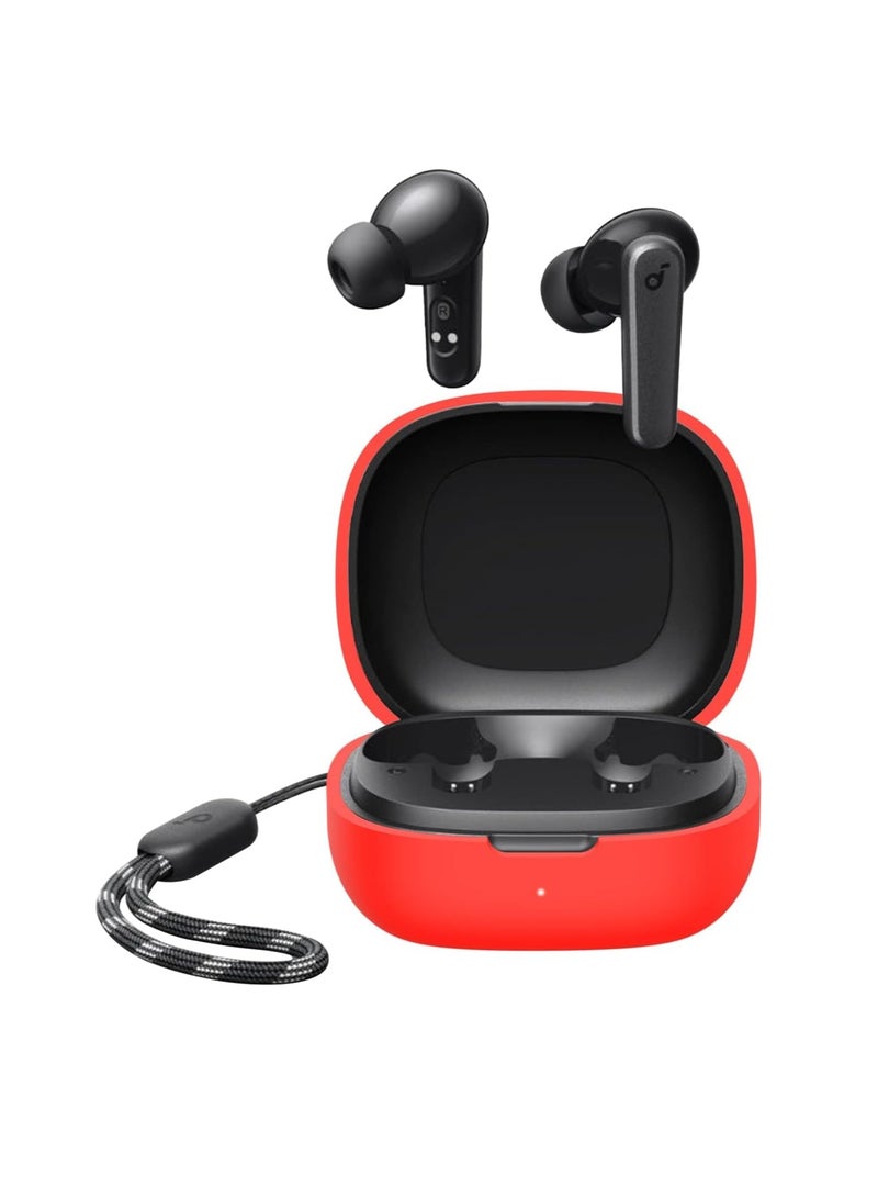 غطاء حماية من السيليكون متوافق مع Anker Soundcore R50i وAnker Soundcore P20i غطاء حماية محمول مع سلسلة مفاتيح (أحمر) - Image 4