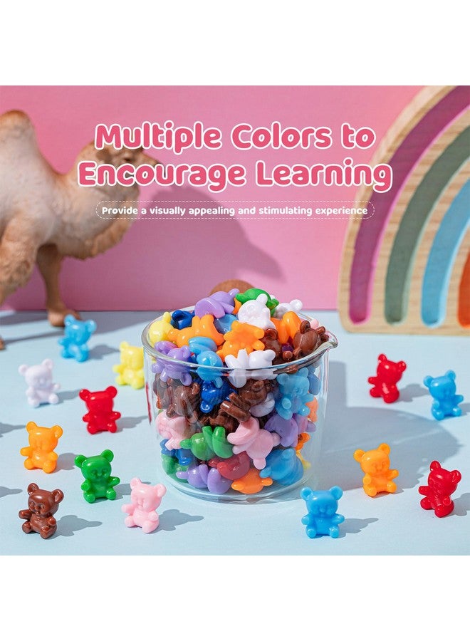 Noveread 500 Pcs Mini Colored Bears Counters 0.62 Inch Rainbow Classification Sorting Bears Color Plastic Counting for Age 6+ Family Preschool Learning Toys, 10 Color - Image 4