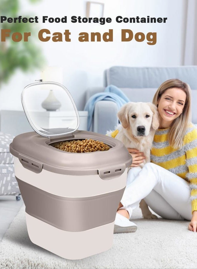 ANVS Dog Food Storage Container - Up to 30Lbs Collapsible Dog Food Container with Airtight Lids, Scoop and 2.5L Small Pet Food Storage Container Dry Food For Dog, Cat and Other Pet Food (Khaki) - Image 3