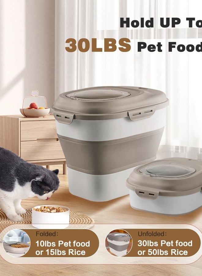 ANVS Dog Food Storage Container - Up to 30Lbs Collapsible Dog Food Container with Airtight Lids, Scoop and 2.5L Small Pet Food Storage Container Dry Food For Dog, Cat and Other Pet Food (Khaki) - Image 5