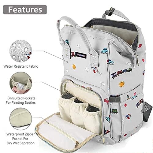 PACKNBUY Diaper Bag for Mothers for Travel, Maternity and Hospital Delivery Bag with Multiple Pockets, Insulated Bottle Space, Water Resistant Baby Bag for Mom (Grey) - Image 2