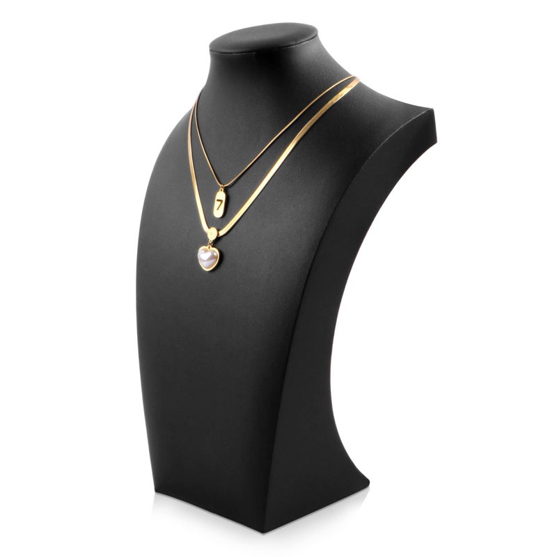 Homeanda Necklace Display Bust  PU Leather Jewelry Bust Stand for Photography Boutique Display and Home OrganisationBlack134x82