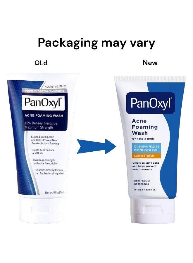 PanOxyl Acne Foaming Wash, Peroxide 10% Maximum Strength 5.5 Oz  -Value Pack of 3 - Image 2