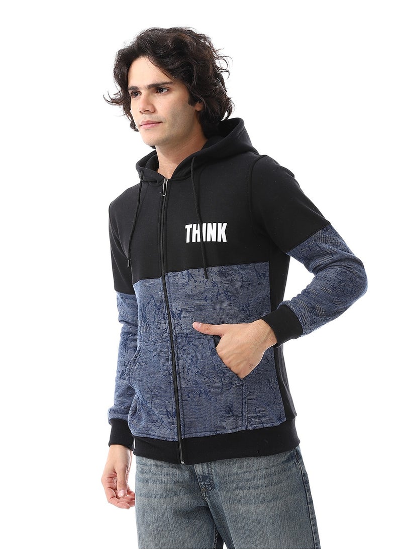 Caesar - Mens Hoodie With Through Zipper And Army Design - Image 1