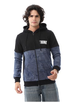 Mens Hoodie With Through Zipper And Army Design