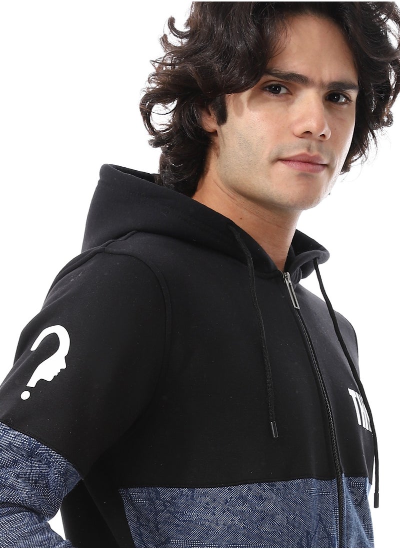 Caesar - Mens Hoodie With Through Zipper And Army Design - Image 1