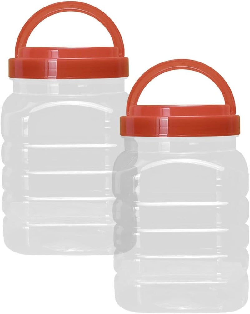 Square Airtight Honey Jars 1.25l Wide Mouth Food Storage Containers with Lids, Kitchen Storage Jars for Jam, Pickles, and Liquid, 2pcs - Image 1