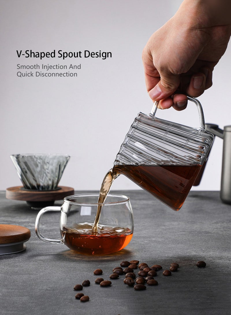 ايكي ايك مجموعة ماكينة صنع القهوة V60 بور أوفر مكونة من 2 إبريق زجاجي بوروسيليكات 600 مل حجم 02 فلتر للتقطير القهوة (1-4 أكواب) هدية للمنزل والمكتب والمقهى (رمادي) - Image 3