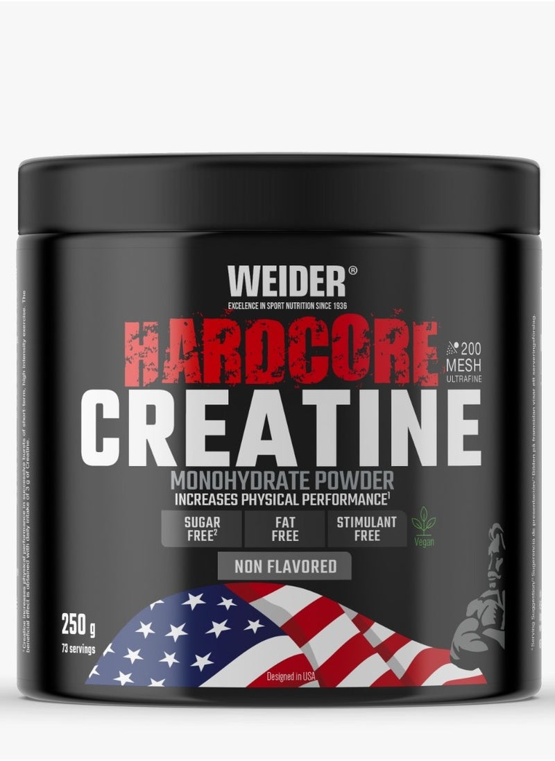 Weider Hardcore Creatine Monohydrate Powder – 250g | Non Flavored - Sugar Free - Fat Free - Stimulant Free 