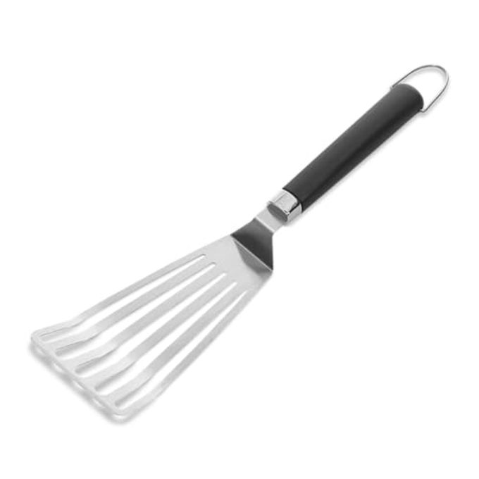 Weber Flexible Griddle Spatula  StainlessSteel Slotted Spatula with Beveled Edge for Delicate Foods & Non-Stick