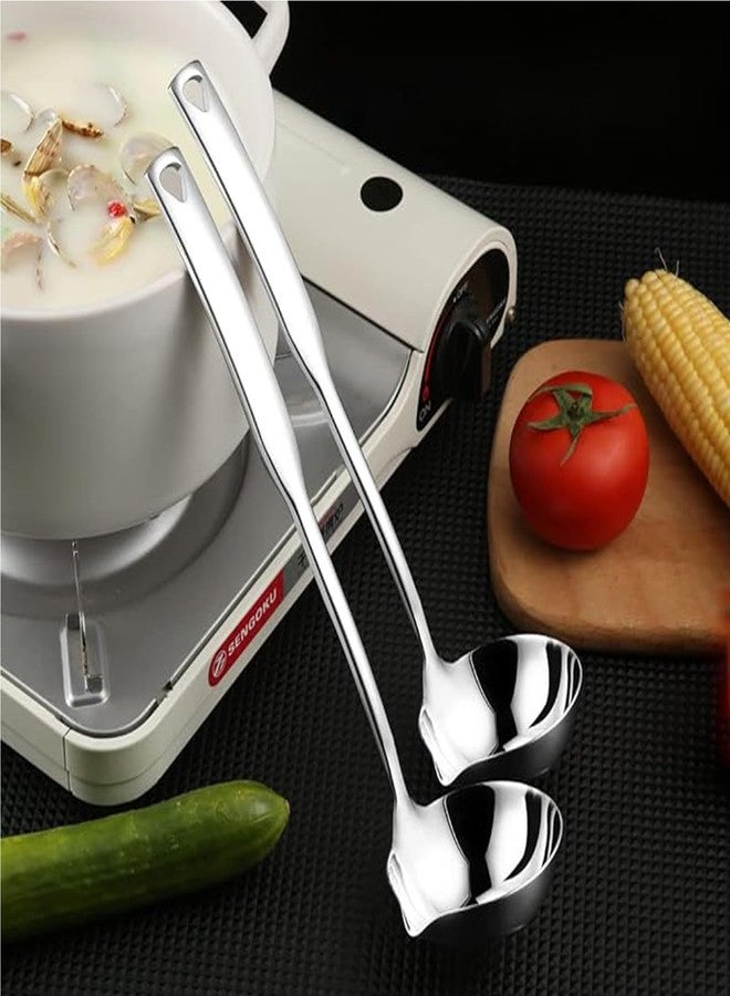 ZDFQly Soup Ladle 304 Stainless Steel Heavy Ladle with Pour Spout for Soups, Serving, Cooking, Stews and More 11.8 inch - Image 5