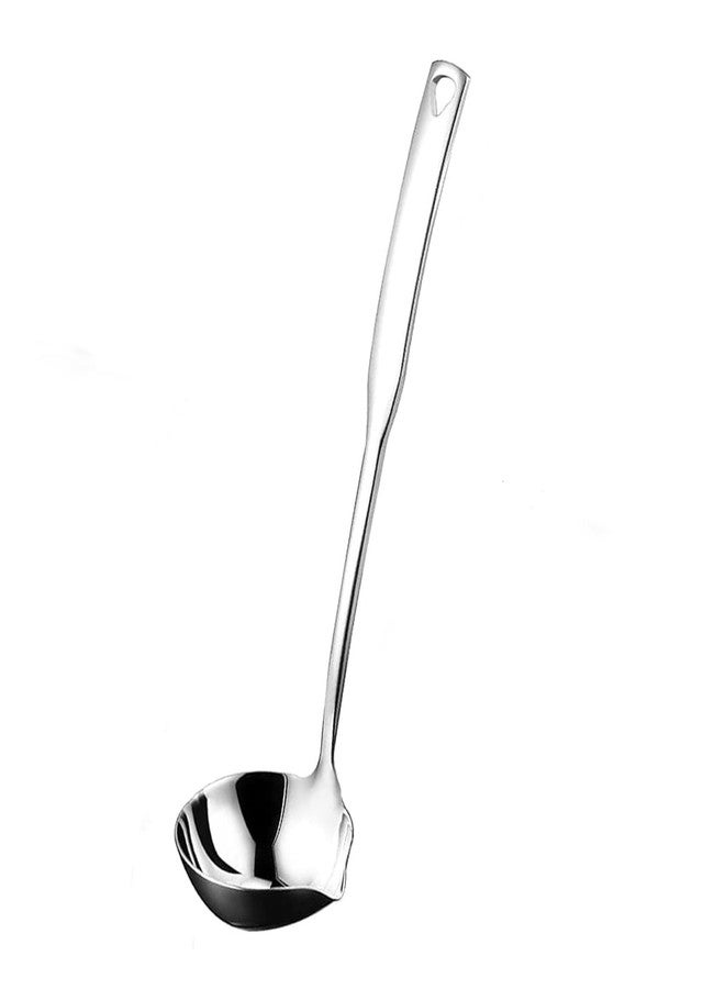 ZDFQly Soup Ladle 304 Stainless Steel Heavy Ladle with Pour Spout for Soups, Serving, Cooking, Stews and More 11.8 inch - Image 1