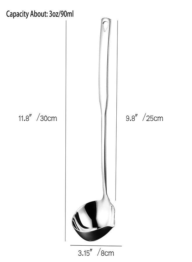 ZDFQly Soup Ladle 304 Stainless Steel Heavy Ladle with Pour Spout for Soups, Serving, Cooking, Stews and More 11.8 inch - Image 2