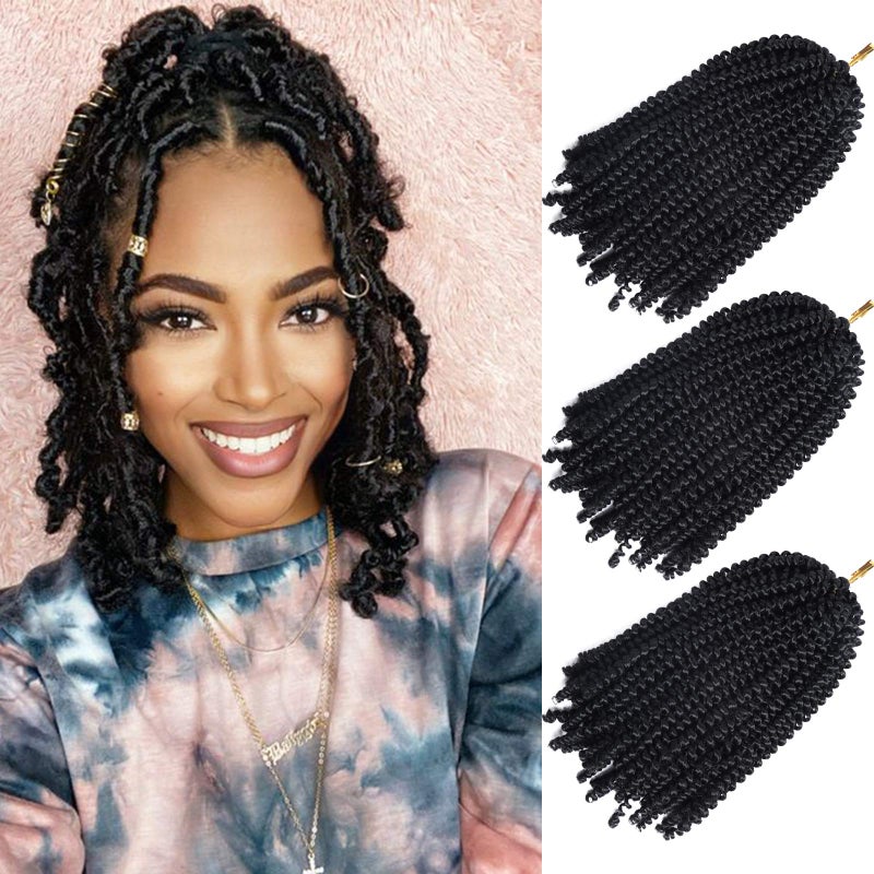 10 Inch Spring Twist Crochet Braids Hair for Butterfly Locs Bomb Twist Crochet Hair Beyond Beauty Ombre Colors Synthetic Fluffy Hair Extension 3 Packs 30 Strands 135gPack10 Inch 1