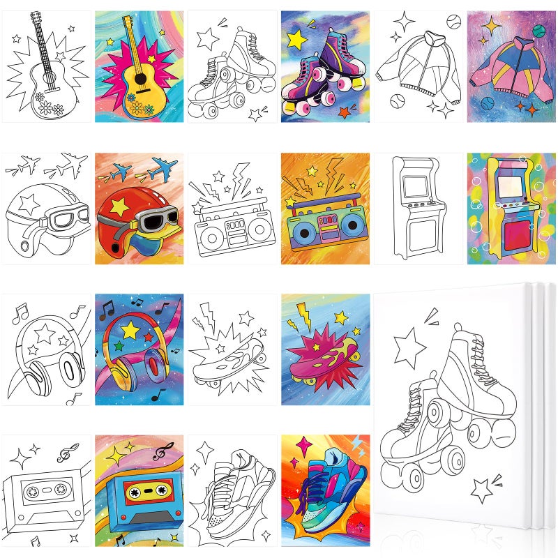Sherr 10 Pcs Pre Drawn Canvas for Painting Preprinted Stretched Cotton Canvas for Adults Pre Drawn Outline for Couple Date Night Activity Sip and Paint Party FavorVintage8 x 10 Inch - Image 2
