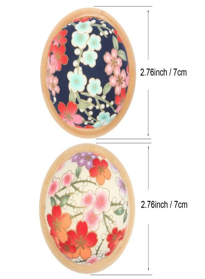 JFFX 2 Packs Pin Cushion, Wooden Base Needle Pincushions Japanese Style Round Shaped Pin Cushions Needle Holders for Sewing Quilting or DIY Crafts - Image 2