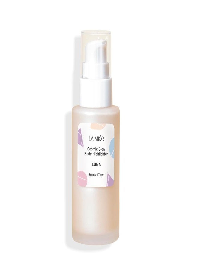 LAMIOR LA MIOR Cosmic Glow Body Highlighter - Luna | Liquid Highlighter for Body, Flawless Radiance, Lit-from-Within, Blurs Imperfections, Transfer & Sweat Proof, Clean - 50ml - Image 1