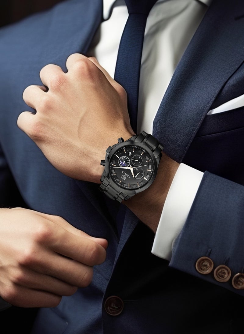 BENYAR BY BENYAR Men's Chronograph Watch 30 m Waterproof Luminous Classic Fashion Watches Large Dial Date Analogue Quartz Watch Elegant Gift for Men - Image 3