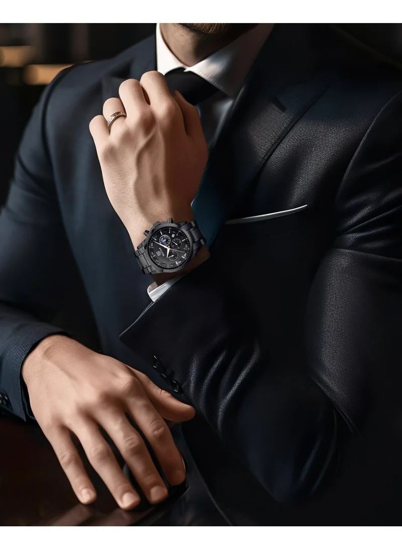 Benyar BLACK A BY BENYAR Men's Chronograph Watch 30 m Waterproof Luminous Classic Fashion Watches Large Dial Date Analogue Quartz Watch Elegant Gift for Men for Men | Best Price UAE