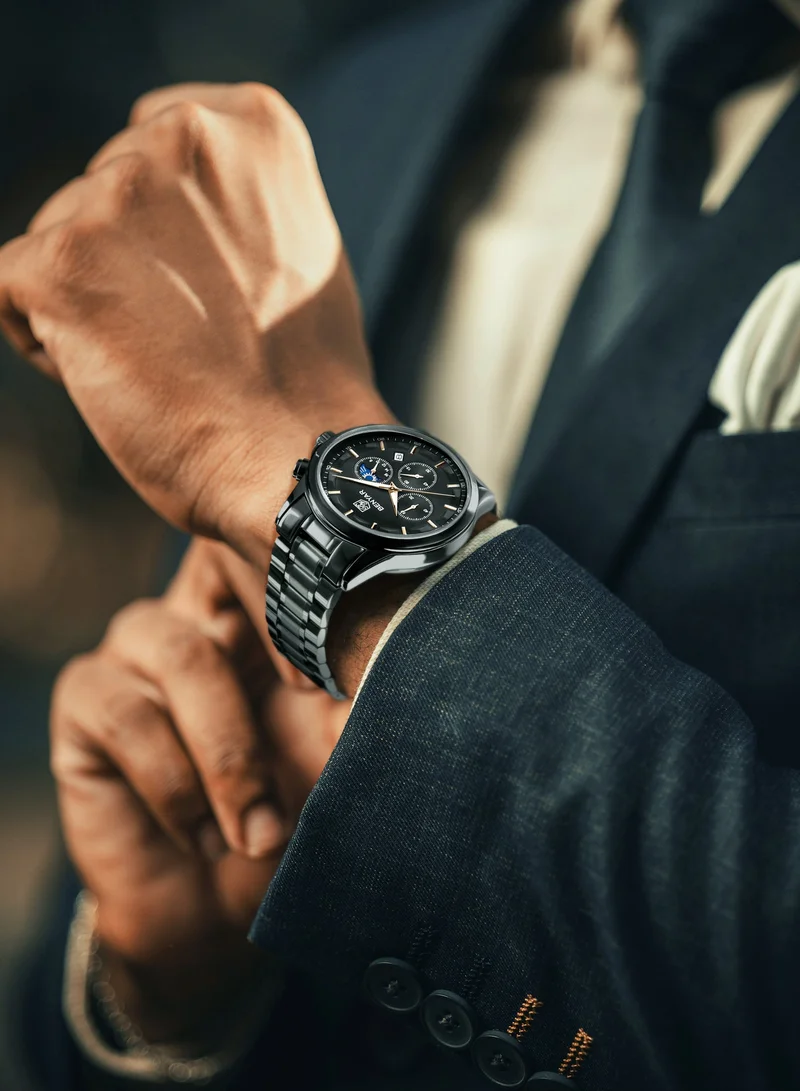 Benyar BLACK A BY BENYAR Men's Chronograph Watch 30 m Waterproof Luminous Classic Fashion Watches Large Dial Date Analogue Quartz Watch Elegant Gift for Men for Men | Best Price UAE