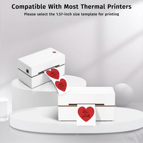 iEager Heart Shaped Thermal Stickers, 2 Inch Printable Stickers, Self-Adhesive Labels Roll for Decor, Home Storage, Thanks Card, Gift Box, Custom Logo Design - 500 Labels, Red - Image 4
