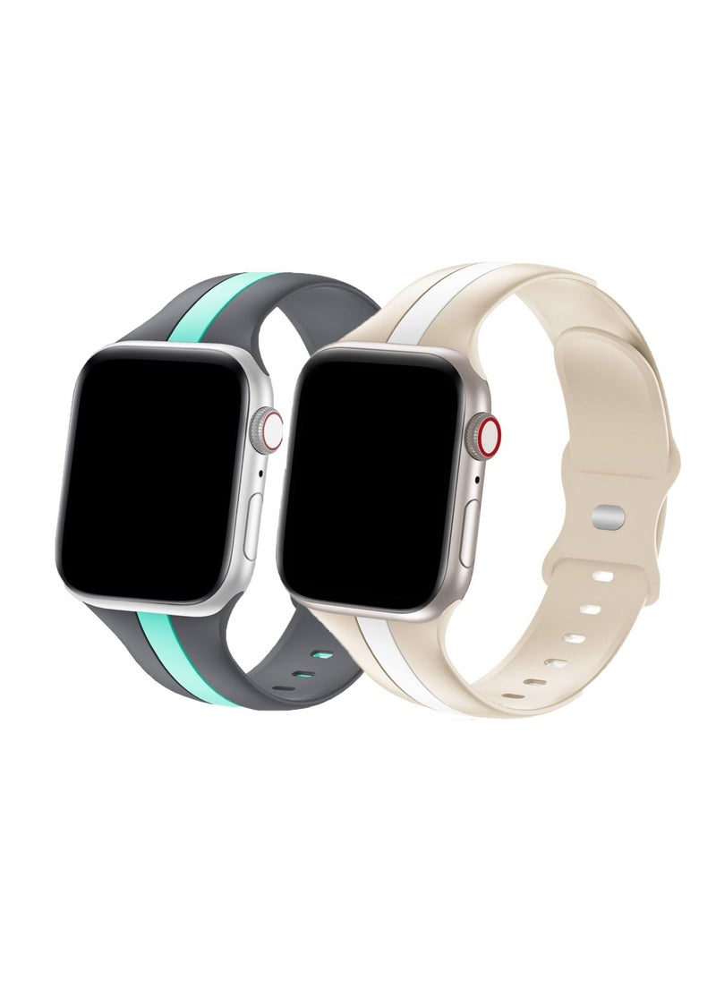 TEMPO Double Colors Bands Compatible with Apple Watch Ultra 2/1 Ultra 49mm 46mm 45mm 44mm 42mm for Men Women, Soft Silicone,Waterproof Strap for iWatch Series 10 9 8 7 6 5 4 3 2 1 SE  - Image 1