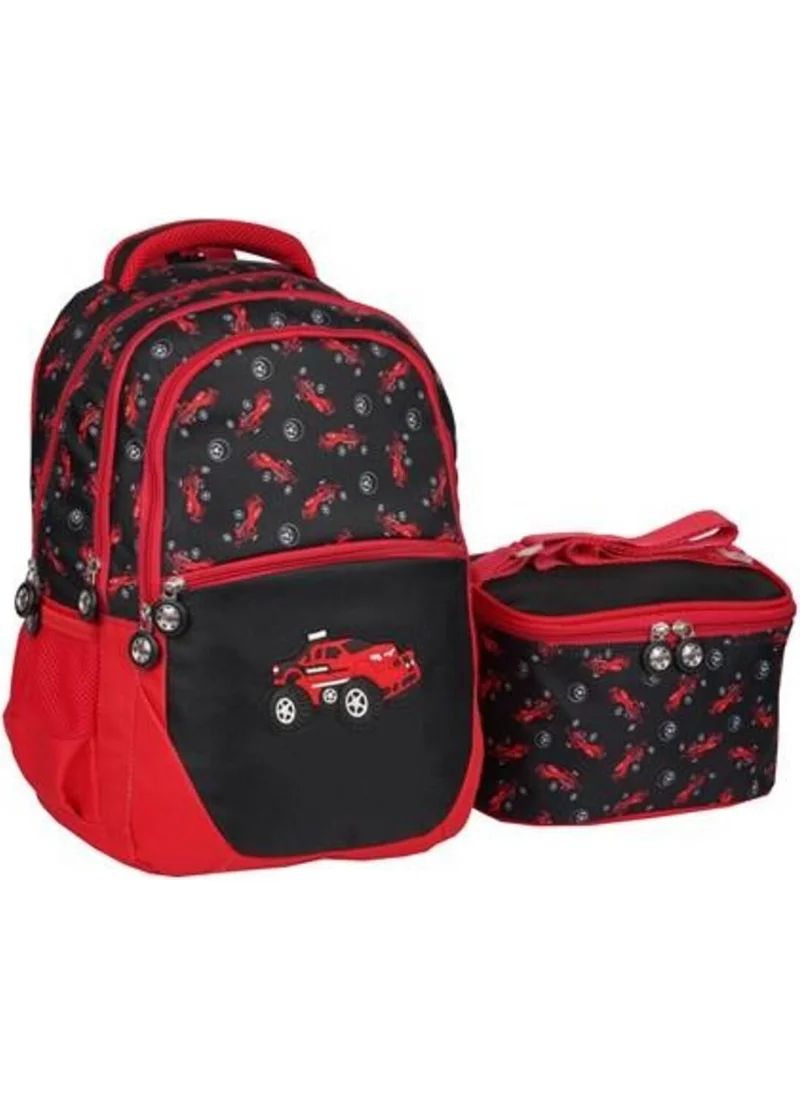 SYG Boy's School Backpack with Nutrition 4 Compartments Water Resistant- 1350RED CAR