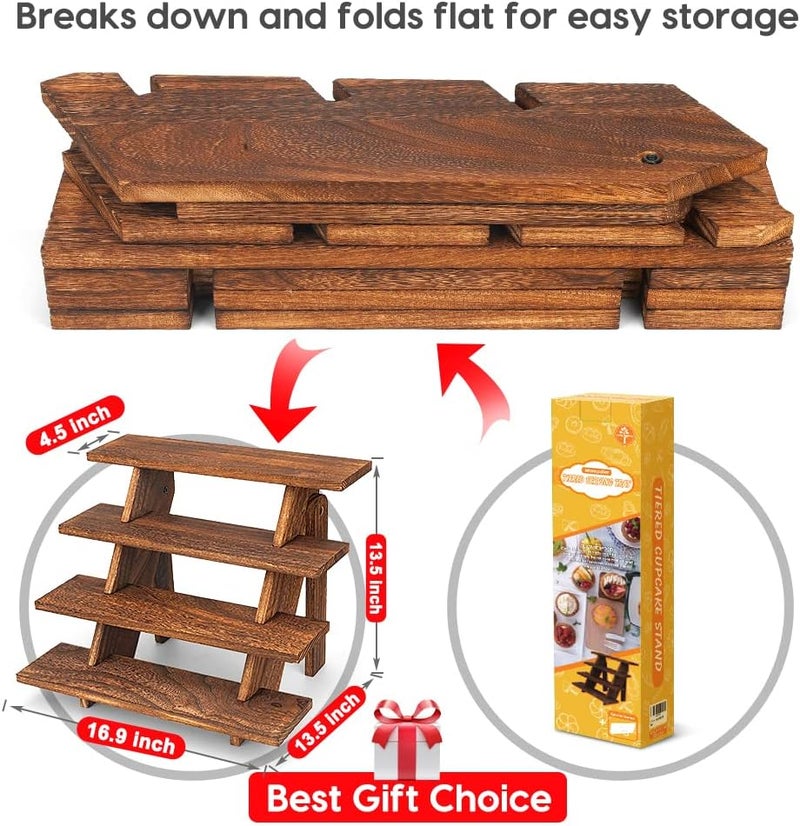 Manspdier Wooden Display Stand Wood Cupcake Stands Tool Free, Rustic Risers For Display Ideal Craft Funko Pop - Image 5