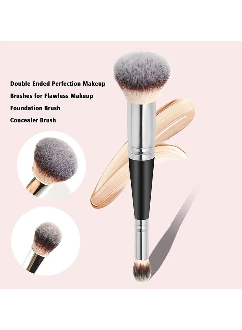 2-in-1 Double-Ended Makeup Brush, Professional Foundation  Concealer Tool for Liquid/Powder, Multi-Use Cosmetic Brush for Beginners  Artists - Image 4