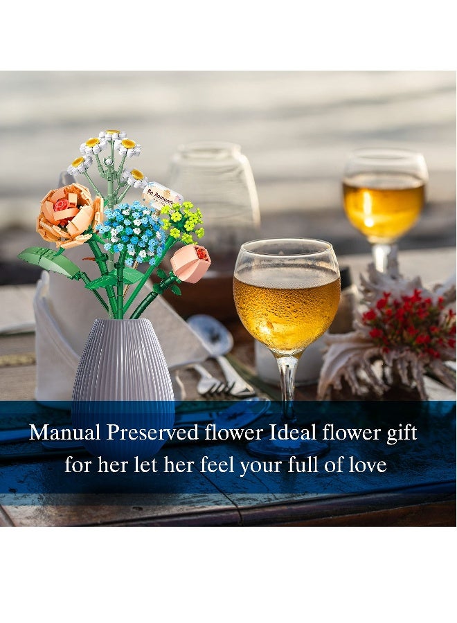 Flower Bouquet Building Toy Sets - Build A Garden Flower Building Toy, Mini Bricks Artificial Flowers Kits, Botanical Collection Bouquet Blocks Toys Gift for Girls Women Adult Friends Kids - Image 5
