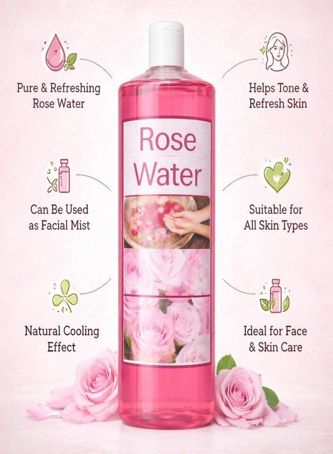 Dream Beauty Pure Rose Water 500ml – Natural Facial Toner & Hydrating Face Mist for Glowing Skin – Steam Distilled Gulab Jal for All Skin Types – Large 500 ml Value Pack - Image 2