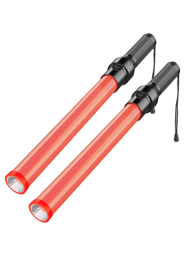 Traffic Wand 21inch LED Traffic Control Baton Night Safety Signal Wand with 3 Flashing Modes Air Marshaling Signal Wand Plus White LED on Tip for Airport Car Directing Outdoor Camping 2Pcs - Image 1