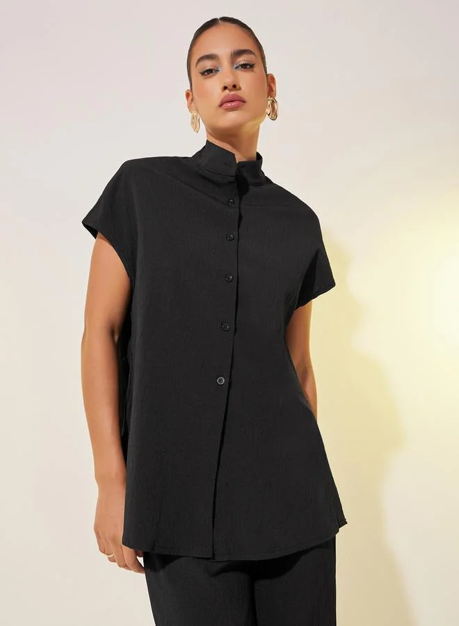 Take Two Solid Short Sleeves Relaxed Fit Shirt and Pants Co-Ords