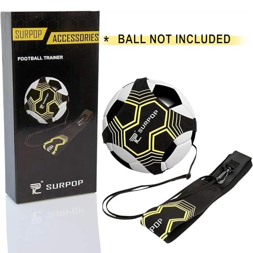 Surpop Soccer/Volleyball/Rugby Trainer, Football Kick Throw Solo Practice Training Aid Control Skills Adjustable Waist Belt for Kids Adults (Black) - Image 2